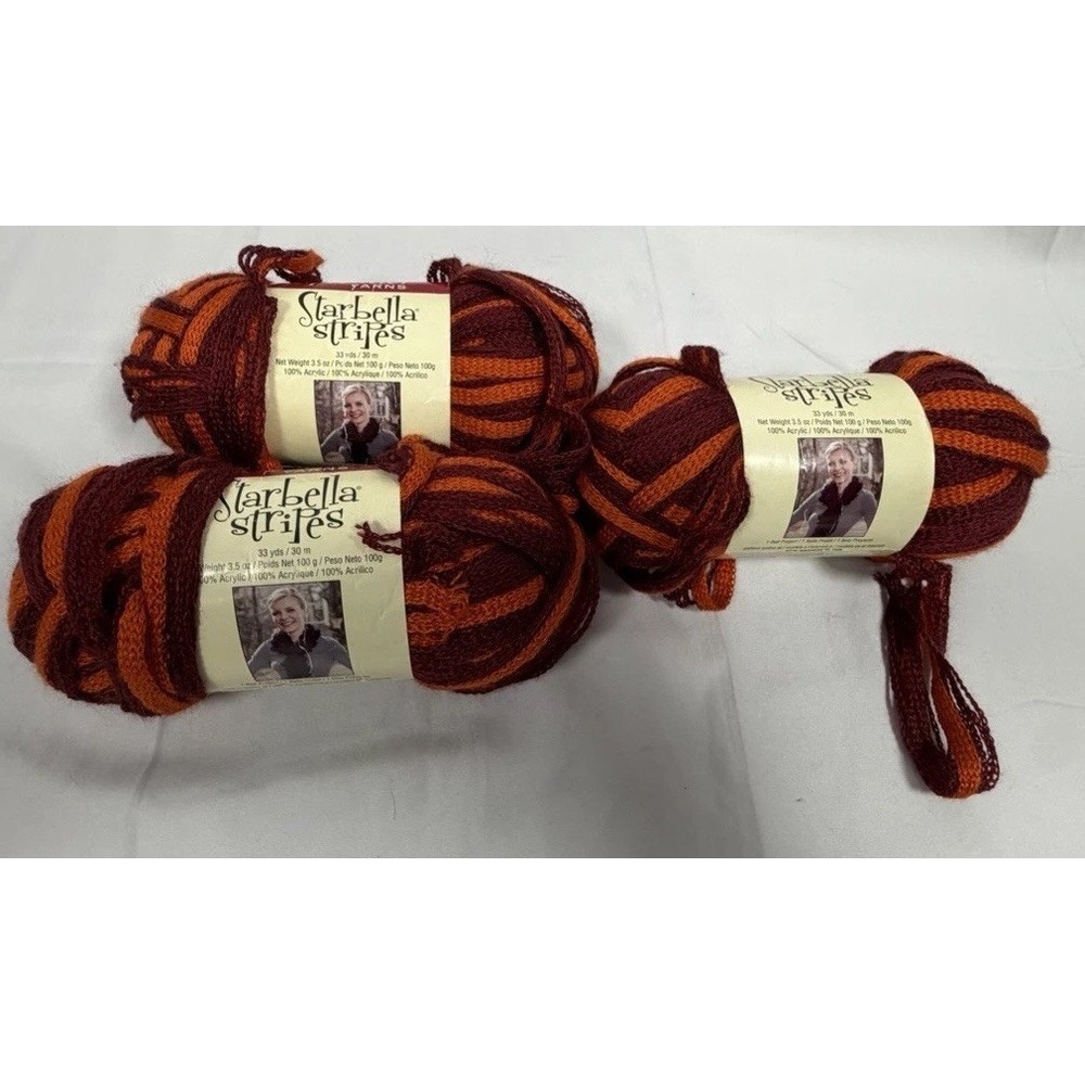 Premier Starbella Stripes ruffle mesh yarn, Play Ball, lot of 3 (33 yds each)